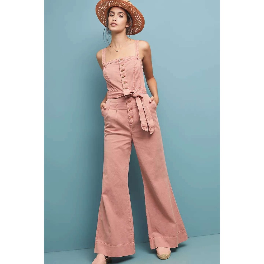 Pilcro Desmond Jumpsuit Front Wideâ Leg Size 6 Boho Utility